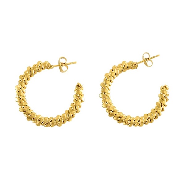 NEW💎18K Gold Braided Twisted Hoop Earrings* - Picture 12 of 12
